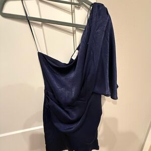 Pink Lily Midnight Blue One-Shoulder Dress
